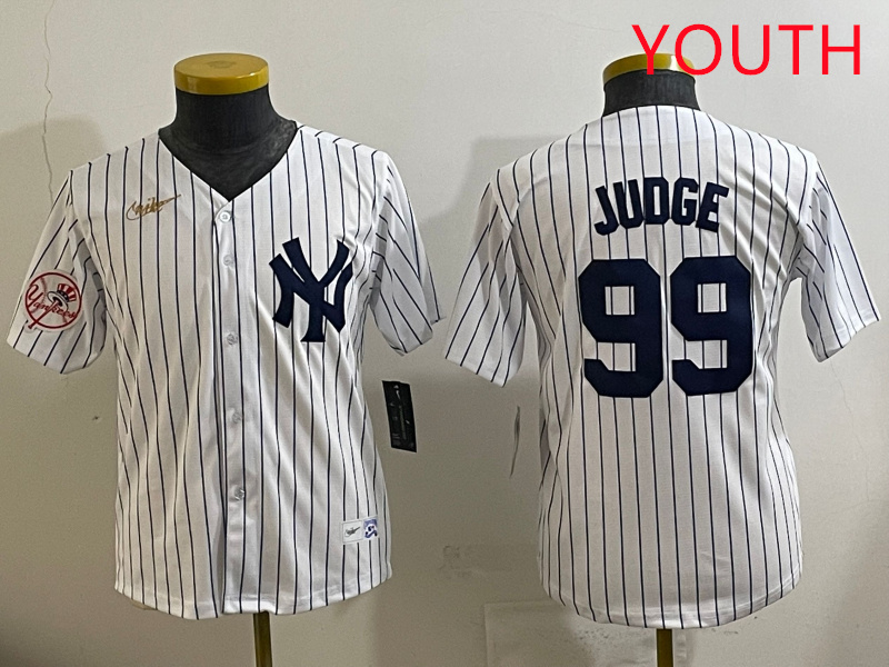 Youth New York Yankees #99 Judge White 2025 Nike MLB jersey style 98